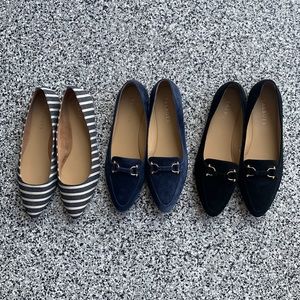 Lot of Talbot Flats - size 7 - blue / black / white & blue striped